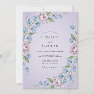 Lavendel Zarte Florale Hochzeit Einladung