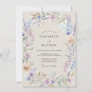 Lavendel-Zauber Hochzeit mit Wildblumen Einladung