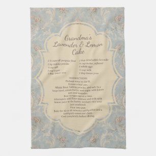Lavendel-Zitronen-Kuchen Vintage-Blumen-Familienre Geschirrtuch