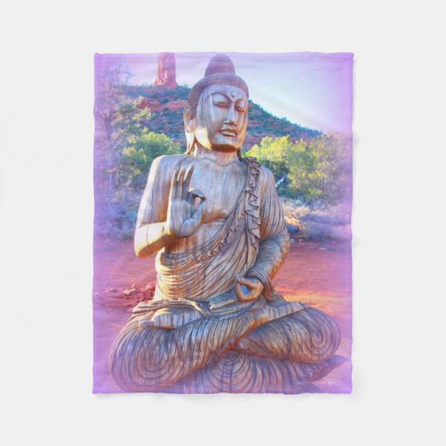 Lavendelaura Buddha Fleecedecke (Vorderseite)