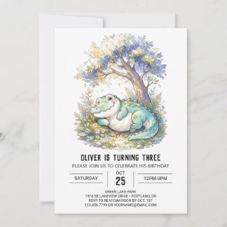 Lavendelbaum Krokodil Geburtstag Einladung