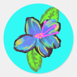 Lavendelblau-gelbe Blume Runder Aufkleber