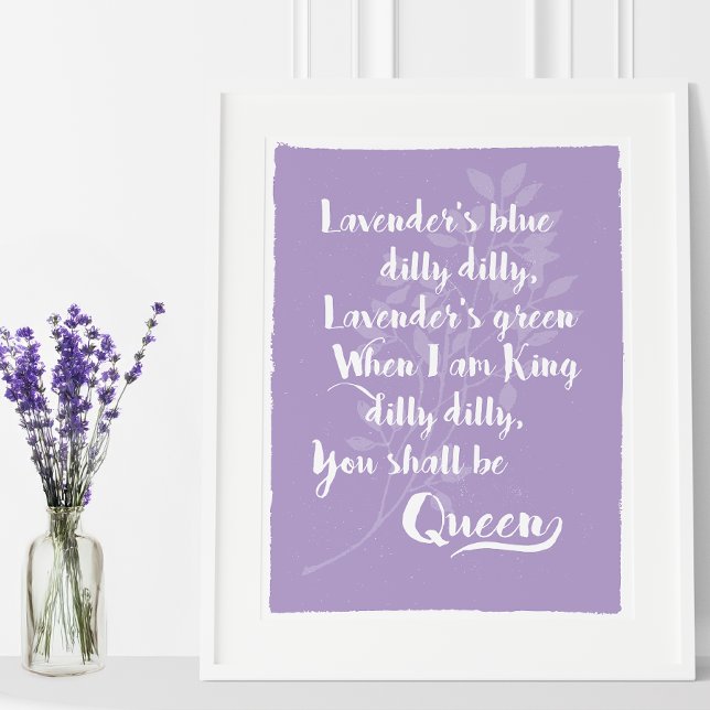 Lavendelblau Poster ( The beloved English folk song and nursery rhyme from the 17th century on a charming lavender art.)