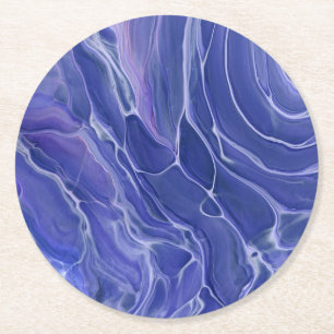 Lavendelblauer Marmor-Acrylabstraktion Runder Pappuntersetzer