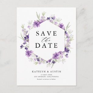 Lavendelblume Save the Date Postkarte