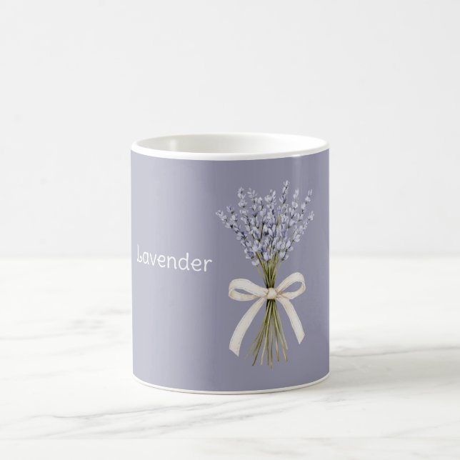 Lavendelblumen Creme Schleife Kaffeetasse (Mittel)