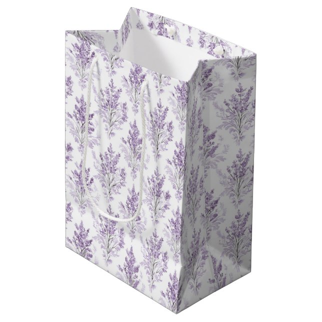 Lavendelblumen Geburtstag Mittlere Geschenktüte (Vorderseite Schrägansicht)