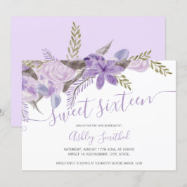 LavendelblumenAquarell-Typografie Bonbon 16 Einladung