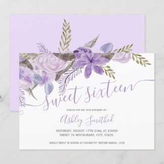 LavendelblumenAquarell-Typografie Bonbon 16 Einladung