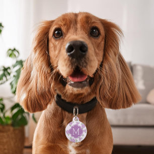 Lavendelblumenmuster Personalisiert Haustiermarke