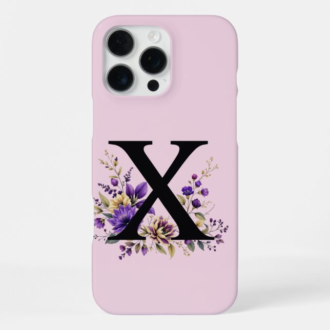 Lavendelblüte: Monogramm-Initiale 'X'  iPhone Hülle (Rückseite)