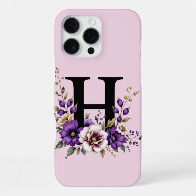 Lavendelblüte: monogrammiertes Initial 'H'  iPhone Hülle (Rückseite)