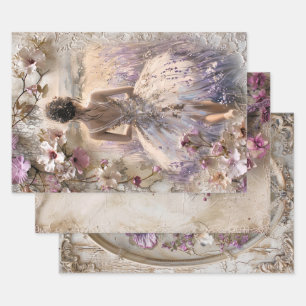 Lavendelblüte, schweres Decoupage-Papier Geschenkpapier Set