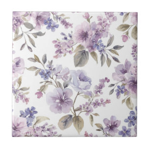 Lavendelblüten Aquarell Lila Botanisch Fliese
