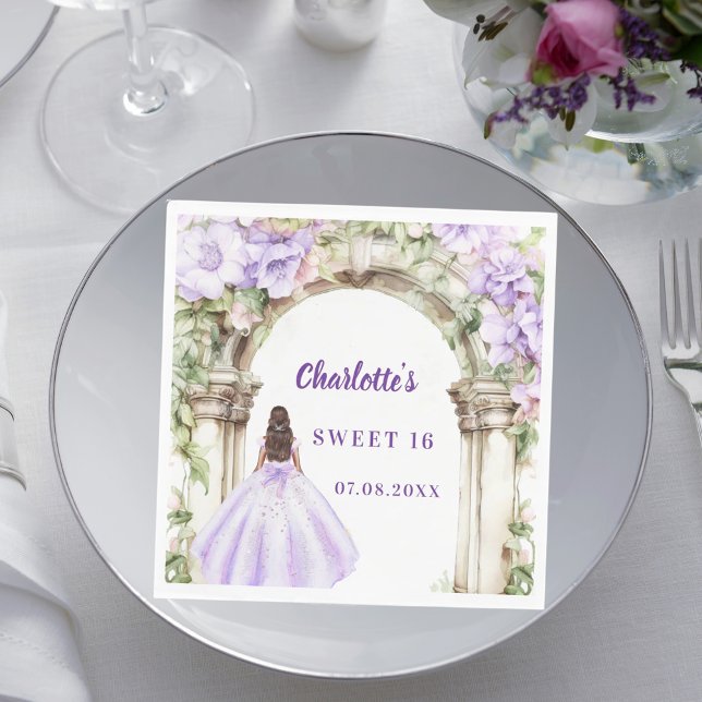 Lavendelblüten-Bogenkleid Sweet 16 Lunch Serviette (Von Creator hochgeladen)