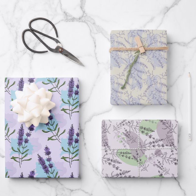 Lavendelblüten  geschenkpapier set (Vorderseite)