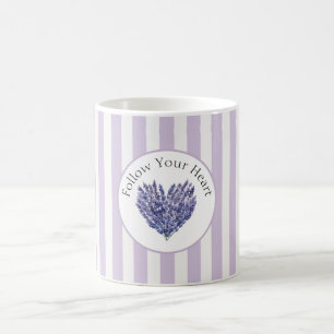 Lavendelblüten Herz Streifen Kaffeetasse