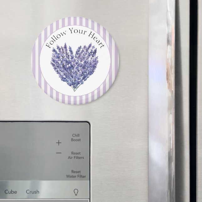 Lavendelblüten Herz Streifen Magnet (In Situ (Kühlschrank))