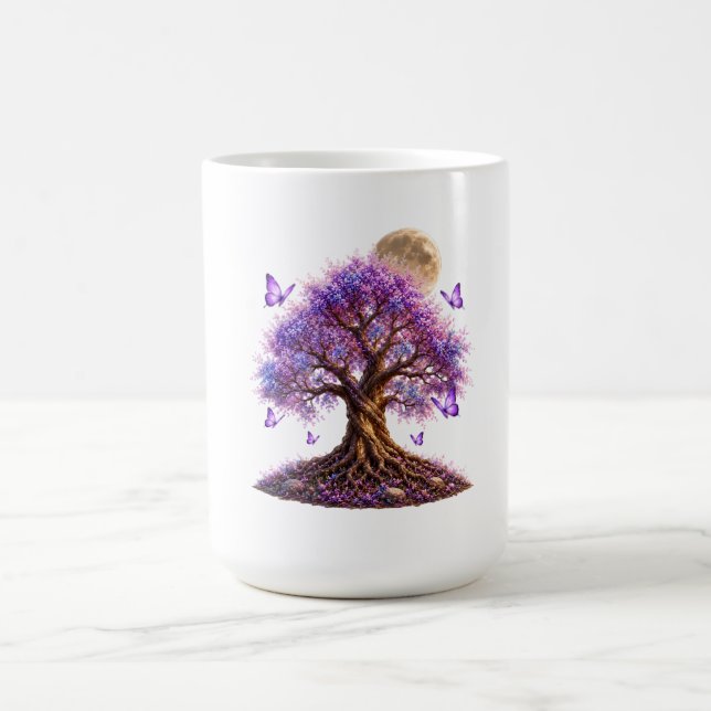 Lavendelblüten-Mondbaum-Tasse Kaffeetasse (Mittel)