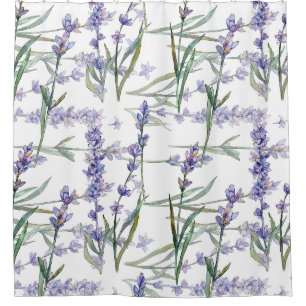 Lavendelblüten-Pflanze Wasserfarben Kunst Blaue Fl Duschvorhang