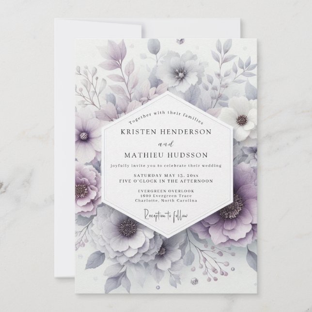 Lavendelblüten-Romanze-Hochzeit Einladung (Vorderseite)