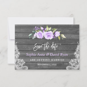 Lavendelblüten Scheunenholz Spitze Hochzeit Save The Date