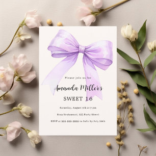 Lavendelbogencreme elegant Sweet 16 Einladung