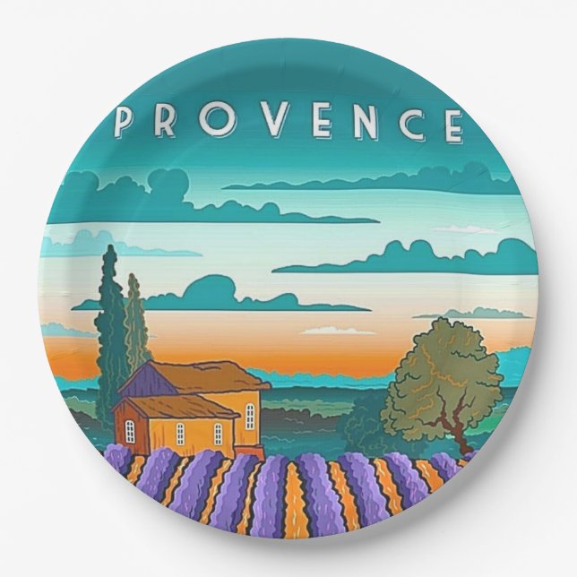Lavendelfeld Provence Frankreich Pappteller (Vorderseite)