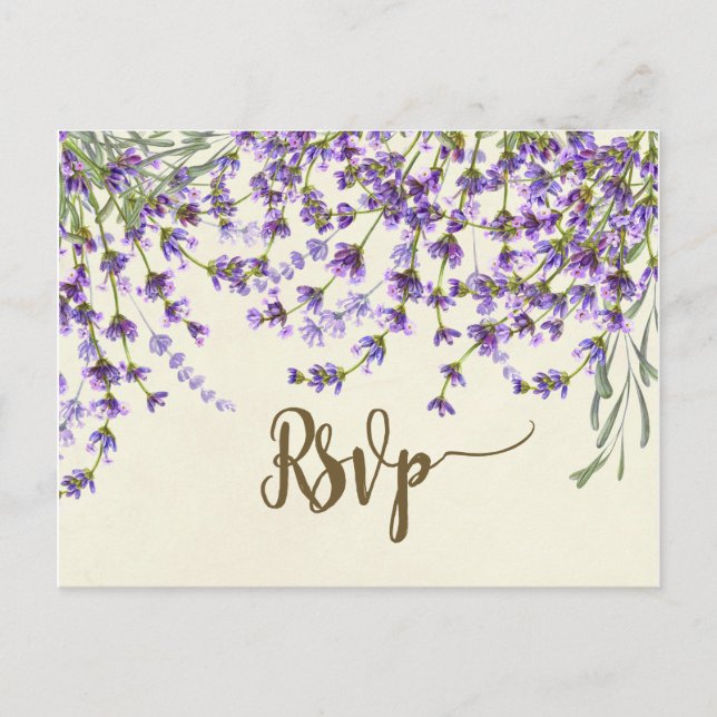 Lavendelflorale Hochzeit Rsvp Postkarte (Vorderseite)