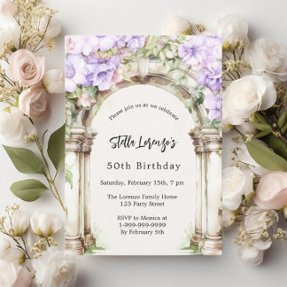 Lavendelfloralen Beige Geburtstag Einladung