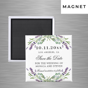 Lavendelfloralen Hochzeit Speichern Sie den Date-M Magnet