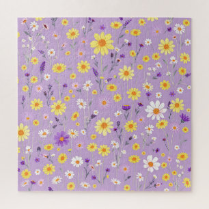 Lavendelgelbe Wildblumenwiese Cottagecore Puzzle
