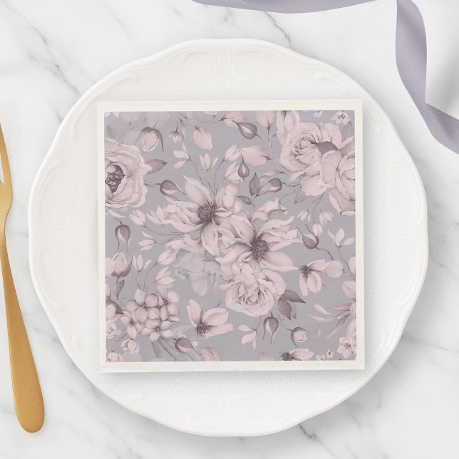 Lavendelgraue Floral-Aquarell Serviette (Von Creator hochgeladen)