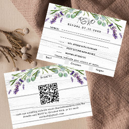 Lavendelholz Hochzeitsmenü QR Code UAWG Response RSVP Karte