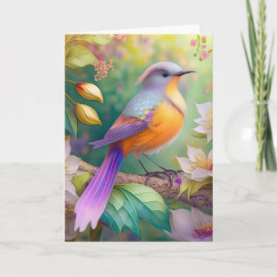 Lavendelköpfiger Orangebrüstiger Fantasie Vogel Karte