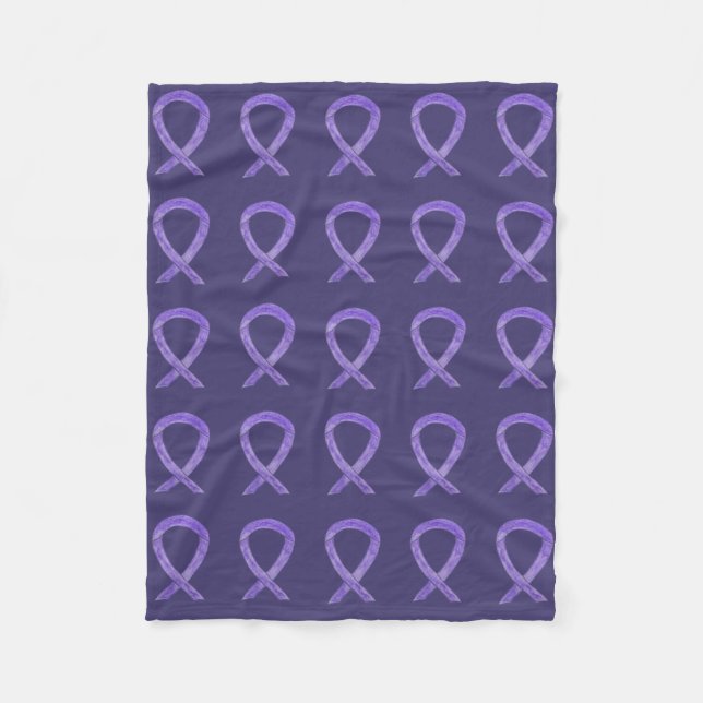 Lavendelkrebs-Bewusstsein Ribbon Fleece Blanket (Vorderseite)
