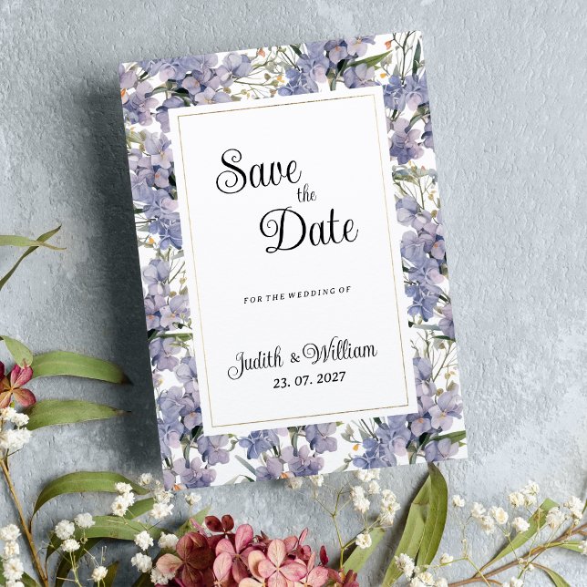 Lavendelminze Wildorchideen Save the Date Einladung (Lavender mint wild orchids floral Save the Date)