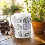 Lavendelmonogramm mit 8 Fotomaterial Prozellantasse<br><div class="desc">Moderne Pastel Lila Lilac - Mit 11 quadratischen Fotos schaffen Sie ein einzigartiges und persönliches Geschenk. Oder man behalte den Hipster Welpe und macht einen trendigen Sake. Wenn Sie die Bilder anpassen müssen,  klicken Sie auf das Werkzeug anpassen,  um Änderungen vorzunehmen.</div>