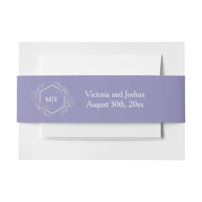 Lavendelmonogramm-Wappen Einladungsbanderole (Vorderseite Beispiel)