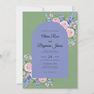 Lavendelmoos-Delphinium-Hochzeit Einladung