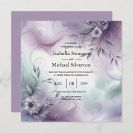 Lavendelnebel und Wasserfarbenflüßer Hochzeit Einladung