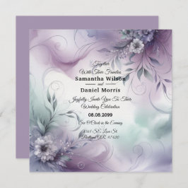 Lavendelnebel und Wasserfarbenflüßer Hochzeit Einladung