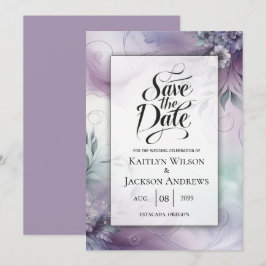 Lavendelnebel und Wasserfarbenflüßer Hochzeit Save The Date
