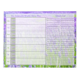 Lavendelplan des wöchentlich Personalisierten Menü Notizblock