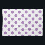 Lavendelpolka-Punkte auf weiß Handtuch<br><div class="desc">Lavendel und weiße Polka-Punkte</div>