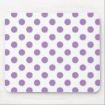 Lavendelpolka-Punkte auf weiß Mousepad<br><div class="desc">Lavendel und weiße Polka-Punkte</div>
