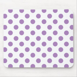 Lavendelpolka-Punkte auf weiß Mousepad