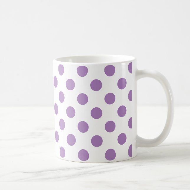 Lavendelpolka-Punkte auf weiß Tasse (Rechts)