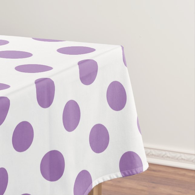 Lavendelpolka-Punkte auf weiß Tischdecke (Beispiel)