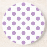 Lavendelpolka-Punkte auf weiß Untersetzer<br><div class="desc">Lavendel und weiße Polka-Punkte</div>